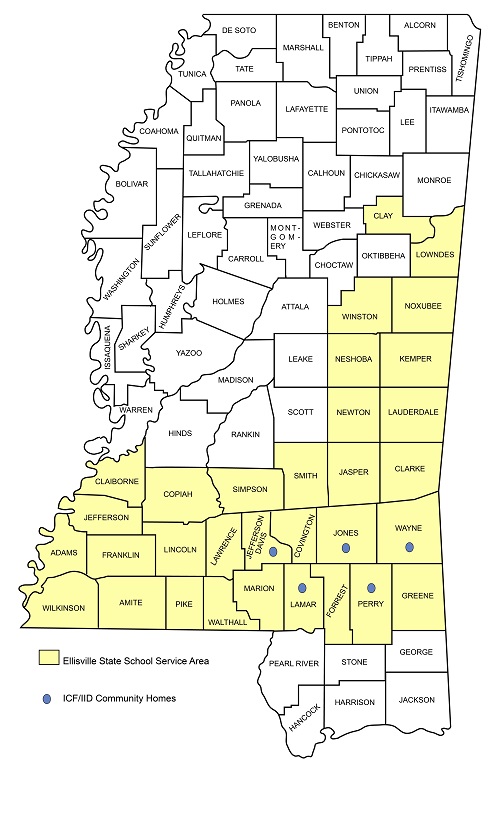 Service Area Map Ellisville State School